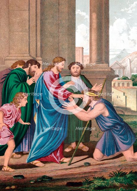 Christ giving sight to the man born blind, mid 19th century. Artist: Unknown