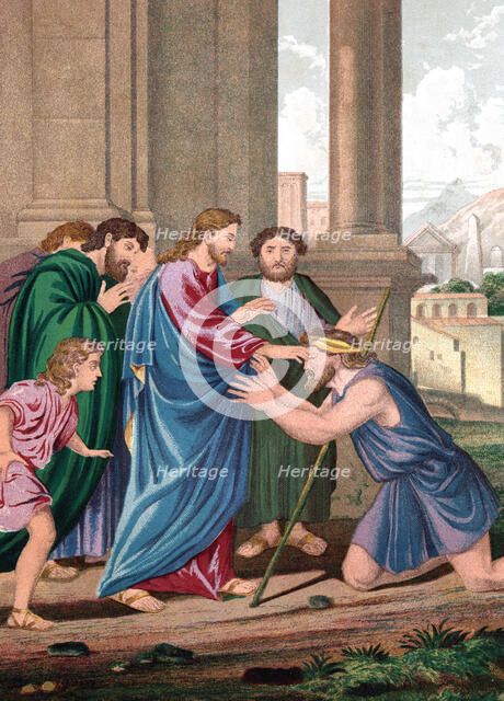 Christ giving sight to the man born blind, mid 19th century. Artist: Unknown