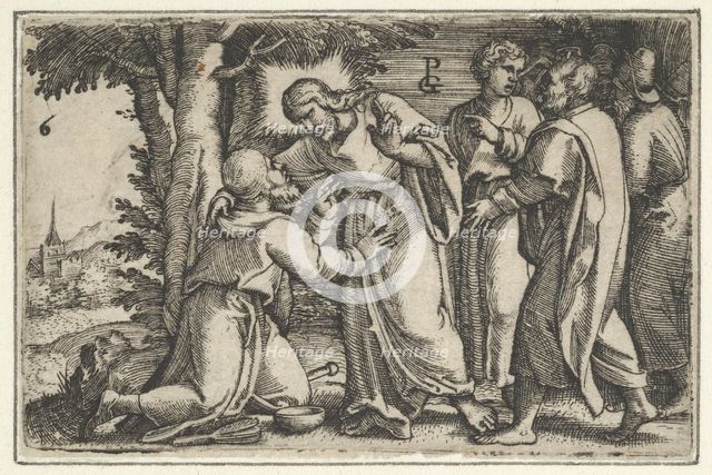 Christ Healing the Leper, from The Story of Christ, 1534-35. Creator: Georg Pencz.