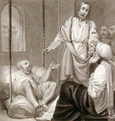 Christ healing the Paralysed Man let down by Ropes c1810-c1844. Artist: Henry Corbould