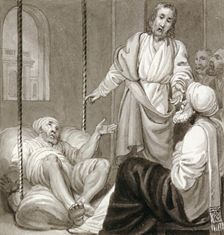 Christ healing the Paralysed Man let down by Ropes c1810-c1844. Artist: Henry Corbould