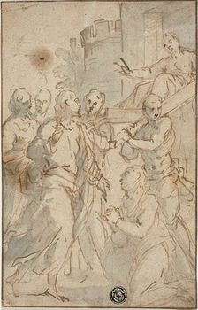 Christ Healing the Paralytic or Christ and the Adulteress, c. 1600. Creator: Unknown