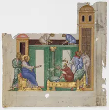Christ heals the Paralytic, c.1300. Creators: Anon, Jesus Christ