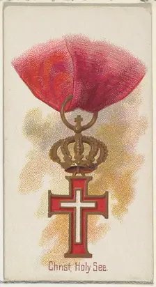 Christ, Holy See, from the World's Decorations series (N30) for Allen & Ginter Cigarettes,..., 1890. Creator: Allen & Ginter