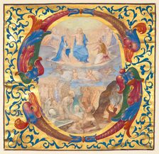 Christ in majesty: cutting from a gradual, about 1567-1572. Creator: Unknown