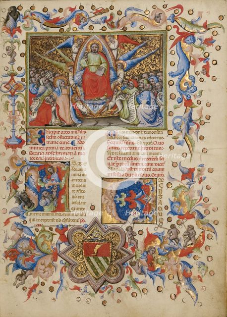 Christ in Majesty; Initial A: A Man Lifting His Soul to God, between about 1389 and 1400. Creator: Master of the Brussels Initials.