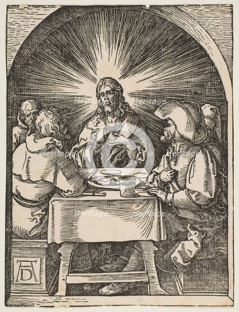 Christ in Emmaus, from The Small Passion, ca. 1510. Creator: Albrecht Durer.