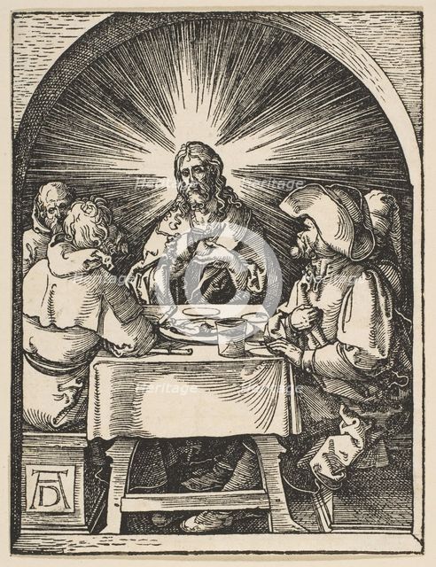 Christ in Emmaus, from The Small Passion, ca. 1510. Creator: Albrecht Durer.