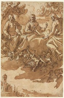 Christ in Glory with Two Saints, first third 17th century. Creator: Marcantonio Bassetti (Italian, 1586-1630)
