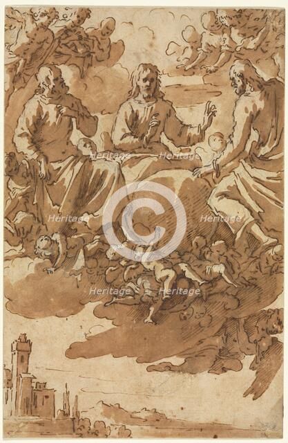 Christ in Glory with Two Saints, first third 17th century. Creator: Marcantonio Bassetti (Italian, 1586-1630).