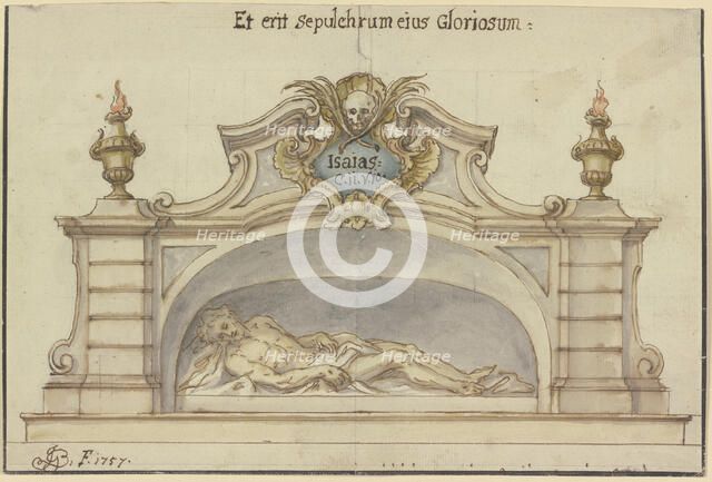 Christ in the tomb, 1757. Creator: Johann Georg Bergmuller.