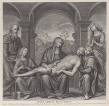 Christ in the tomb, resting across the Virgin's lap; after Perugino, ca. 1685-1727. Creator: Claude Duflos