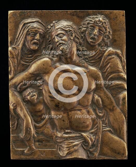 Christ in the Tomb, supported by the Virgin, Saint John, and an Angel, 1508/1513. Creator: Moderno.