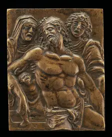 Christ in the Tomb, supported by the Virgin, Saint John, and an Angel, 1508/1513. Creator: Moderno