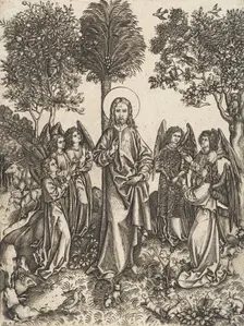 Christ in the Wilderness Served by Angels, ca. 1480-90. Creator: Master of the Catherine wheel
