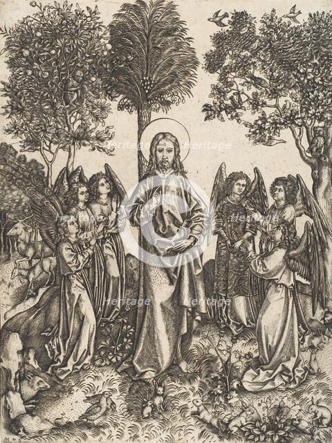 Christ in the Wilderness Served by Angels, ca. 1480-90. Creator: Master of the Catherine wheel.