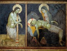 Christ in the column and Piety around 1400, tempera painting