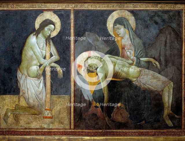 'Christ in the column' and 'Piety', around 1400, tempera painting.