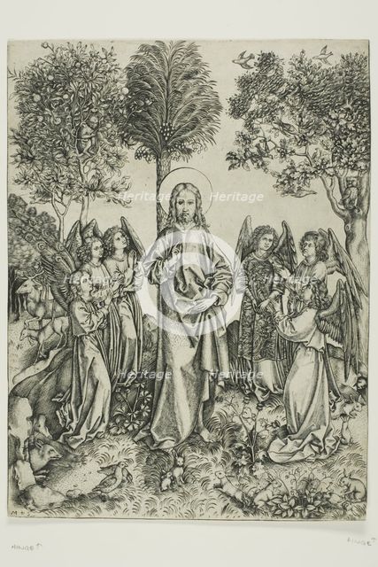 Christ in the Desert with Six Angels, c. 1490. Creator: Master of the Catherine wheel.