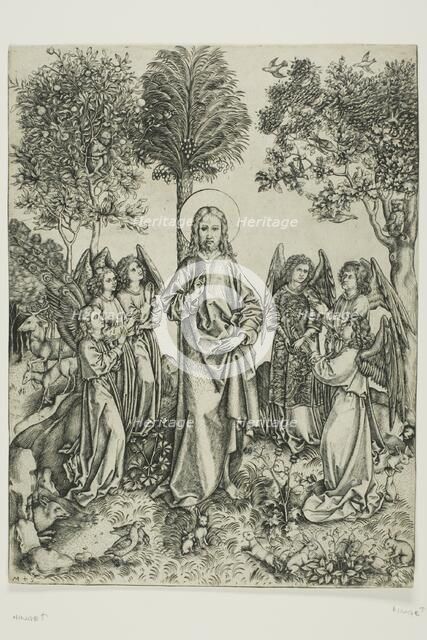 Christ in the Desert with Six Angels, c. 1490. Creator: Master of the Catherine wheel.