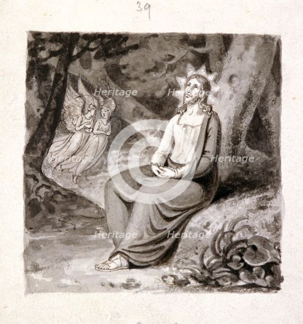 'Christ in the Garden with Angels', 19th century.  Artist: Corbould Family