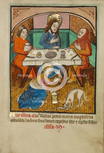Christ in the House of the Pharisee; Illustrated Vita Christi..., about 1480-1490. Creator: Unknown.