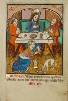 Christ in the House of the Pharisee; Illustrated Vita Christi..., about 1480-1490. Creator: Unknown