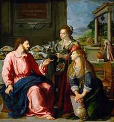 Christ in the House of Martha and Mary, 1605. Artist: Allori, Alessandro (1535-1607)