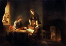 Christ in the House of Martha and Mary 17th century. Artist: School of Rembrandt van Rijn
