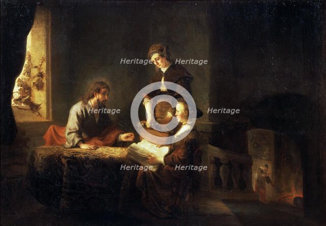 'Christ in the House of Martha and Mary', 17th century. Artist: School of Rembrandt van Rijn