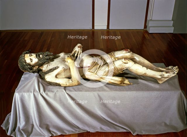 Christ lying in a St. Sepulchre, made in 1350 in alabaster, preserved in the church of Sant Feliu…
