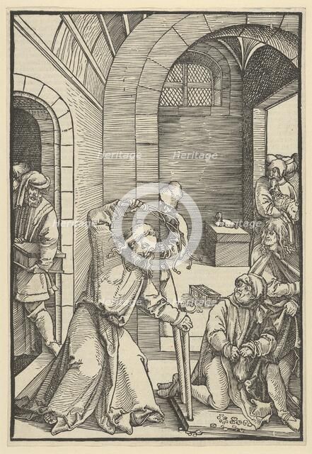 Christ Purifying the Temple, from Speculum passionis domini nostri Ihesu Christi, 1507. Creator: Hans Schäufelein the Elder.