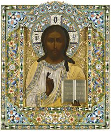 Christ Pantocrator. (On the Occasion of the Miraculous Rescue during the Imperial Train's Accident, Artist: Ovchinnikov, Pavel Akimovich (1830-1888)