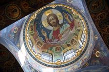 Christ Pantocrator under the central dome of the Church of the Savior on Spilled Blood in St. Peters Artist: Harlamov, Nikolai Nikolayevich (1863-1935)