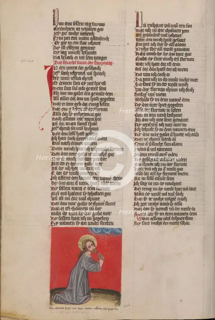 Christ Praying in the Desert; Weltchronik, about 1400-1410. Creator: Unknown.