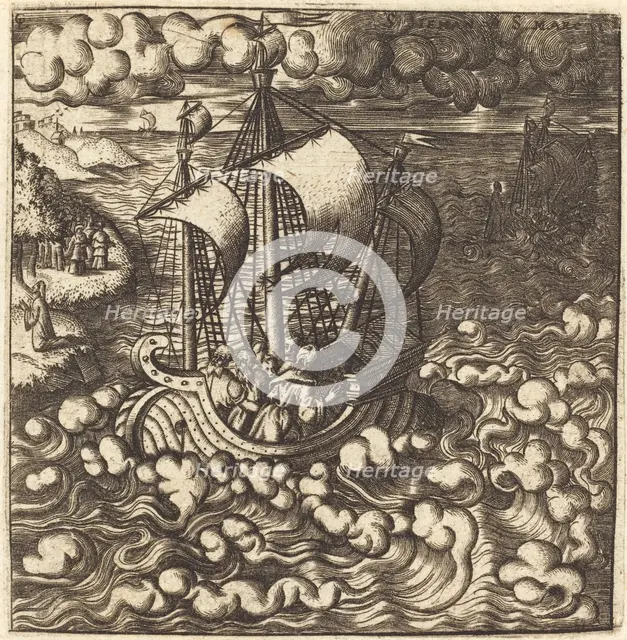 Christ Praying while His Disciples are in a Boat on a Windy Sea, probably c. 1576/1580. Creator: Leonard Gaultier.