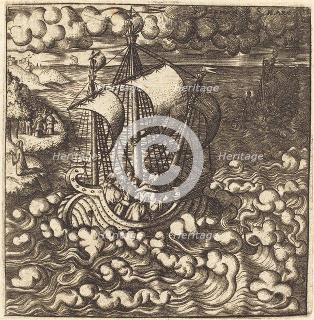 Christ Praying while His Disciples are in a Boat on a Windy Sea, probably c. 1576/1580. Creator: Leonard Gaultier.