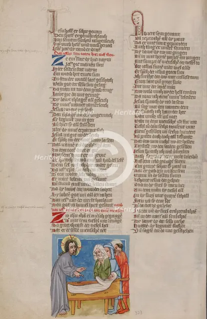 Christ Raising a Dead Man; Weltchronik, about 1400-1410. Creator: Unknown.