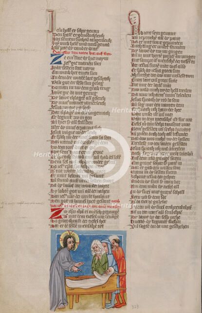 Christ Raising a Dead Man; Weltchronik, about 1400-1410. Creator: Unknown.