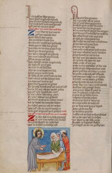 Christ Raising a Dead Man; Weltchronik, about 1400-1410. Creator: Unknown