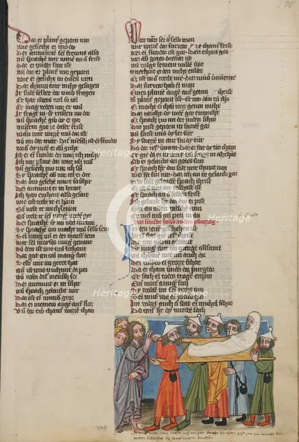 Christ Raising a Dead Man; Weltchronik, about 1400-1410. Creator: Unknown.