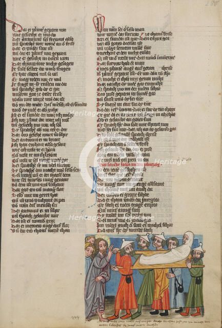 Christ Raising a Dead Man; Weltchronik, about 1400-1410. Creator: Unknown.