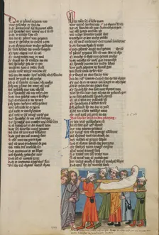 Christ Raising a Dead Man; Weltchronik, about 1400-1410. Creator: Unknown