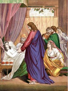 Christ raising the daughter of Jairus, governor of the Synagogue, from the dead, mid 19th century