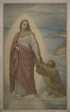 Christ rescuing the sinking Peter, 1860. Creator: Eduard von Steinle