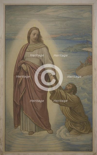 Christ rescuing the sinking Peter, 1860. Creator: Eduard von Steinle.