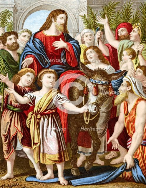 Christ riding into Jerusalem on an ass, c1860. Artist: Unknown