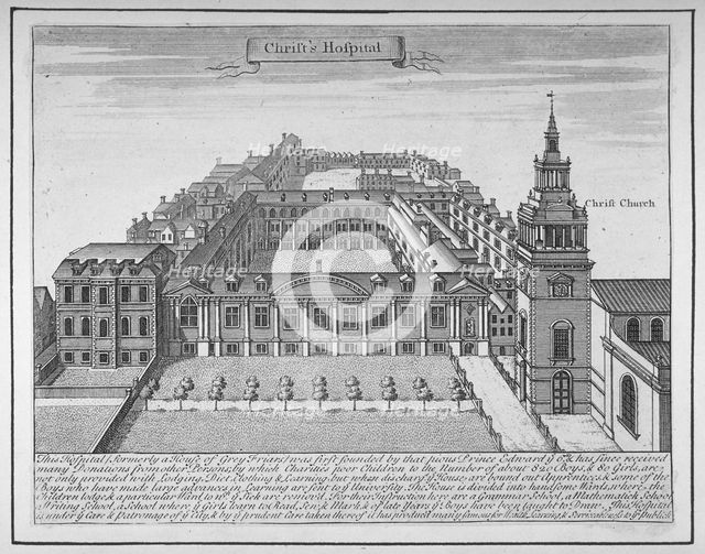 Christ's Hospital, City of London, 1700. Artist: Anon