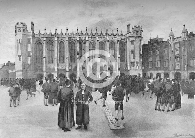 'Christ's Hospital, Newgate Street - Boys in playground', 1891. Creator: William Luker.