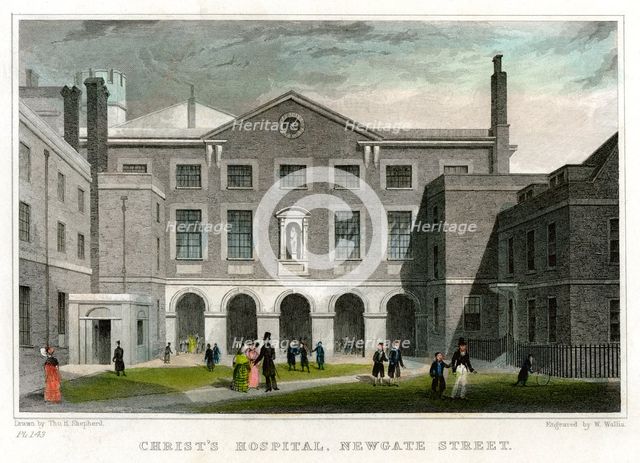Christ's Hospital School, Newgate Street, City of London, 1831.Artist: W Wallis